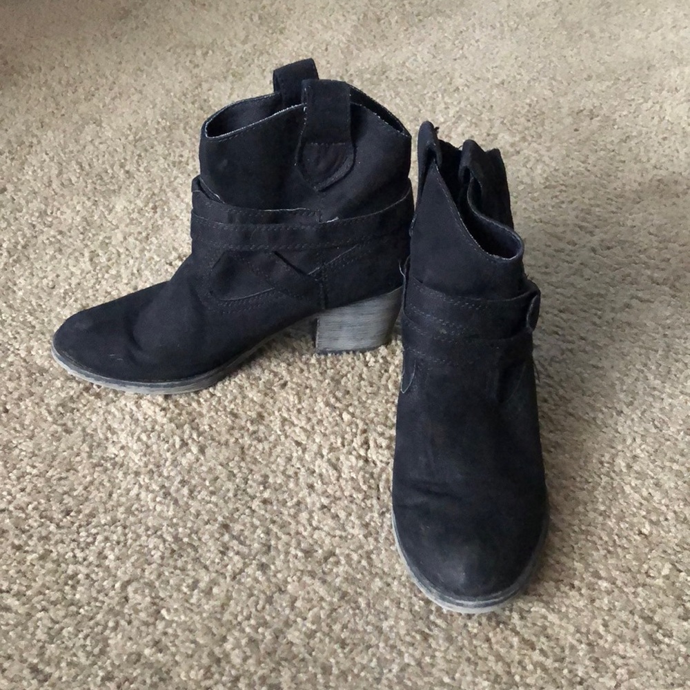 Black Faux Suede Booties